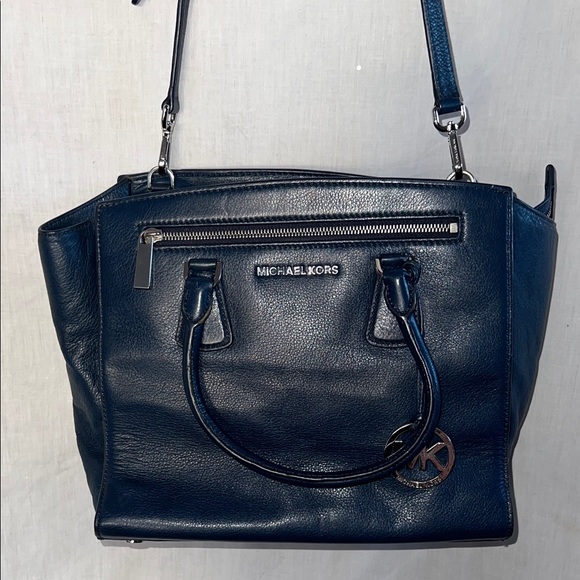 Michael Kors Handbags - Michael Kors Dark Blue Leather Satchel